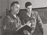 Barnie Lawrence (L) and Joe Josey from Oct 1965 when Josey was named Wing Airman of Quarter.