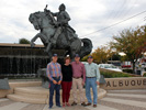 Sam Bothern, Dede Carr, Steve Carr and Bob Strand pose in front of the statue of Don Francisco Cuervo y Valdes, who is credited for founding the city of Albuquerque, New Mexico on April 23, 1706