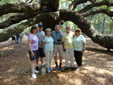 Posing in front of the Angel Oak: Dede and Steve Carr, Joan Tschida, Bob Strand, Bill and Darlene Woodward (L-R)