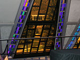 Stained glass panels are everywhere in the chapel