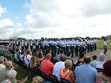 The graduating airmen pass in review