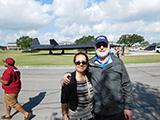Wayne and Esperanza Miller pose in front of an SR-71