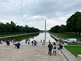 The reflecting pool on the Mall with the Washington Monument in the background