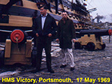 Alan 'Roy' Thomas & Rick Bolden in front of HMS Victory in Portsmouth.