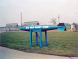 The old training bomb that served as our squadron sign. The alert area & Air Police kennel area in the background. 