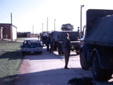Aim-9B convoy in the special weapons storage area. Robert Hambury in the background and Steve Linebarger in the background.