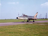 F-100 taxiing to runway (test hop flight). 