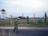 Steve Linebarger at Greenham Common with C-141 in background. 