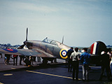 Hawker Hurricane @ 3/6/68 Wetherfield Airshow. Note that this aircraft was being used at the time in the filming of the movie “Battle of Britian” which took place overhead very near to Wethersfield. When they were filming air to air battles, you could see the contrails overhead.